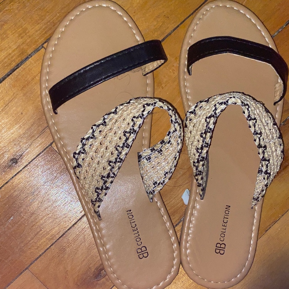 Black and Tan Woven Sandals